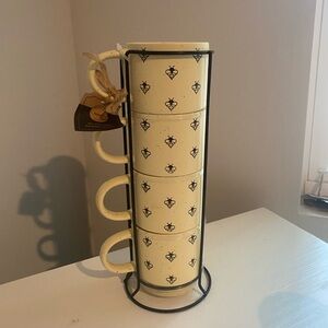 Set of 4 Clay Bumble Bee Mug Tower